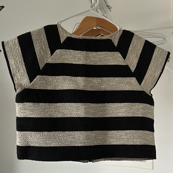 Alice And Olivia Black and Cream striped top size 0 - Picture 4 of 4
